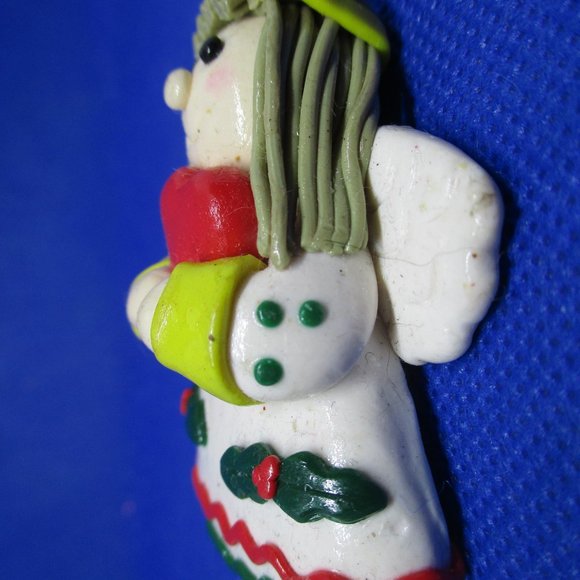 Polymer Clay 3 D Angel Brooch Artists Polymer Clay Christmas Angel Brooch - Picture 7 of 10